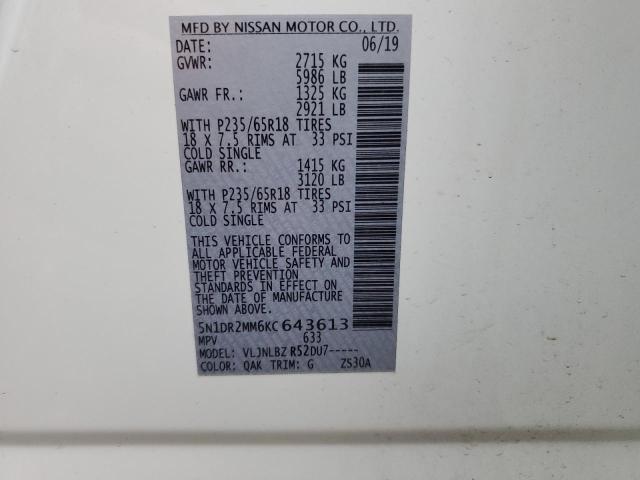 Photo 12 VIN: 5N1DR2MM6KC643613 - NISSAN PATHFINDER 