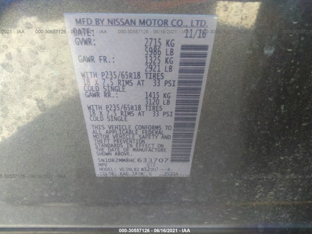 Photo 8 VIN: 5N1DR2MM8HC633707 - NISSAN PATHFINDER 