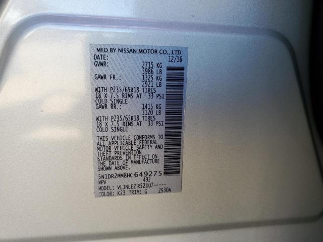 Photo 9 VIN: 5N1DR2MM8HC649275 - NISSAN PATHFINDER 