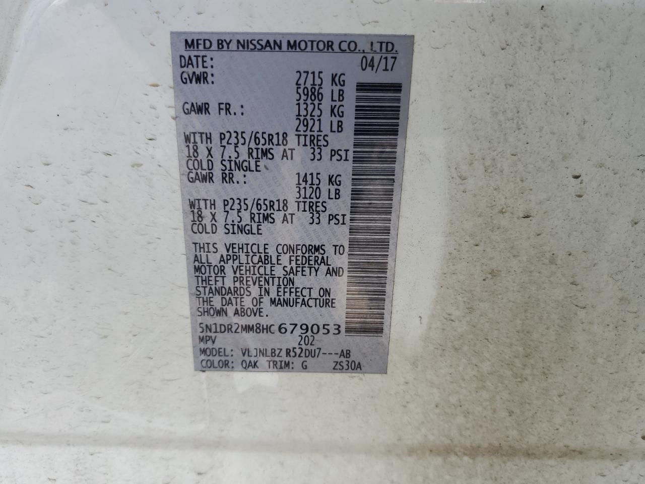 Photo 13 VIN: 5N1DR2MM8HC679053 - NISSAN PATHFINDER 