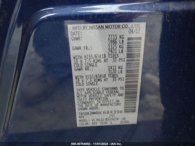 Photo 8 VIN: 5N1DR2MM8HC684396 - NISSAN PATHFINDER 