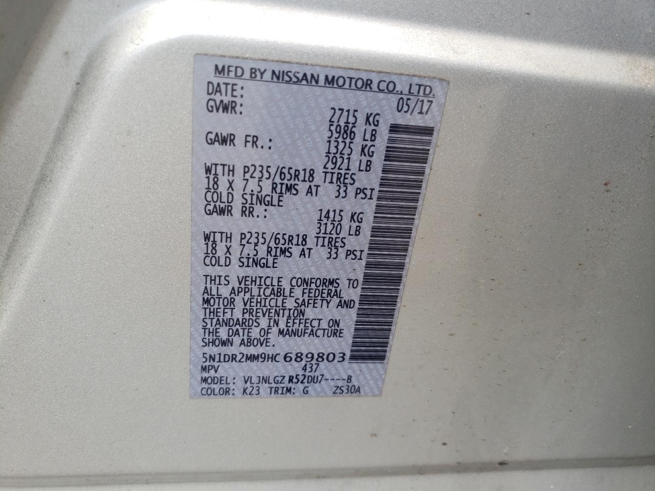 Photo 13 VIN: 5N1DR2MM9HC689803 - NISSAN PATHFINDER 