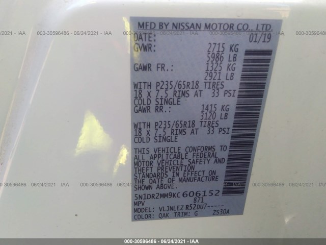 Photo 8 VIN: 5N1DR2MM9KC606152 - NISSAN PATHFINDER 