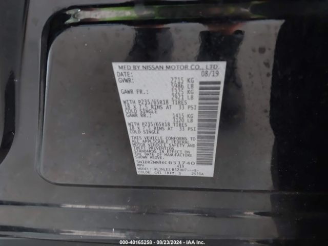 Photo 8 VIN: 5N1DR2MM9KC651740 - NISSAN PATHFINDER 