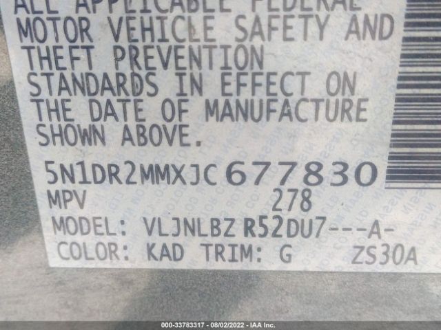 Photo 8 VIN: 5N1DR2MMXJC677830 - NISSAN PATHFINDER 