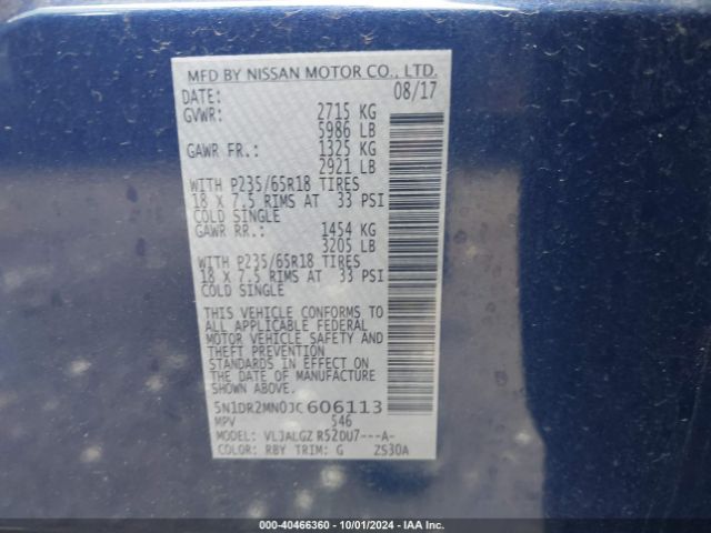 Photo 8 VIN: 5N1DR2MN0JC606113 - NISSAN PATHFINDER 