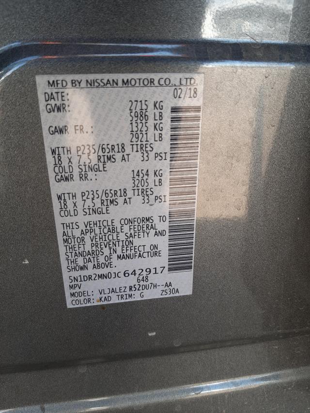 Photo 9 VIN: 5N1DR2MN0JC642917 - NISSAN PATHFINDER 