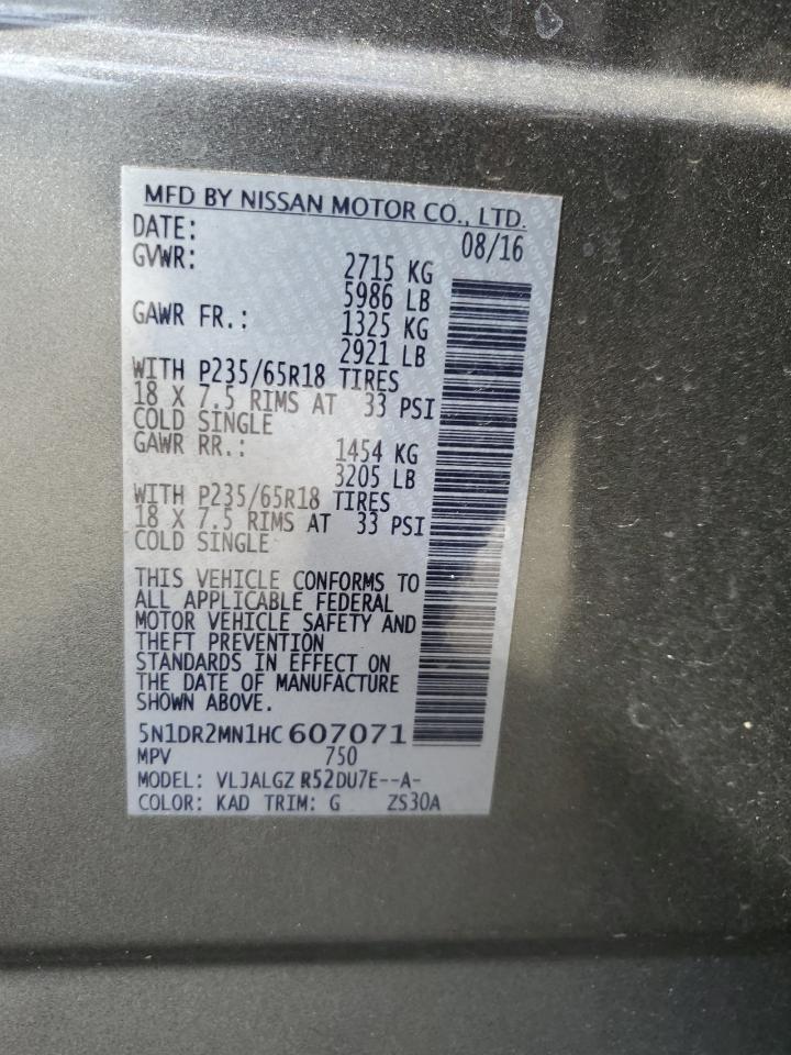 Photo 12 VIN: 5N1DR2MN1HC607071 - NISSAN PATHFINDER 