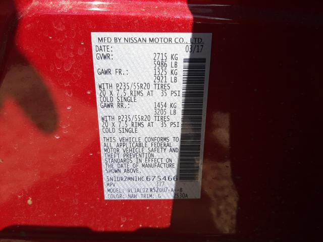 Photo 9 VIN: 5N1DR2MN1HC675466 - NISSAN PATHFINDER 