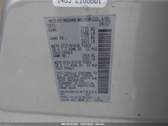 Photo 8 VIN: 5N1DR2MN2HC678165 - NISSAN PATHFINDER 