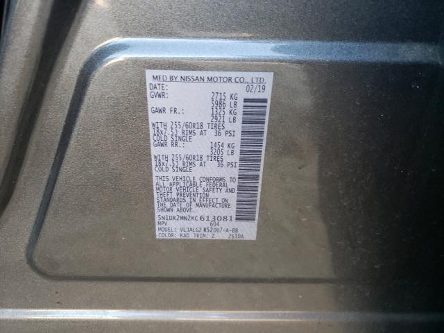 Photo 9 VIN: 5N1DR2MN2KC613081 - NISSAN PATHFINDER 