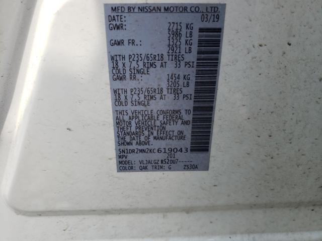 Photo 9 VIN: 5N1DR2MN2KC619043 - NISSAN PATHFINDER 