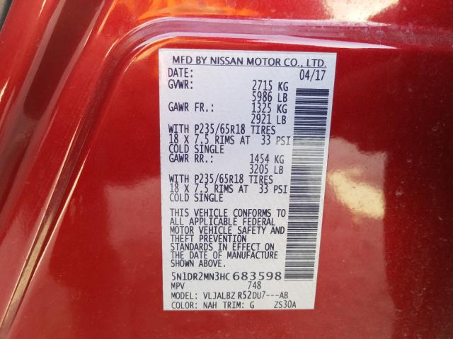 Photo 9 VIN: 5N1DR2MN3HC683598 - NISSAN PATHFINDER 