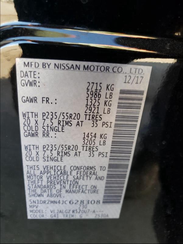 Photo 9 VIN: 5N1DR2MN4JC628308 - NISSAN PATHFINDER 