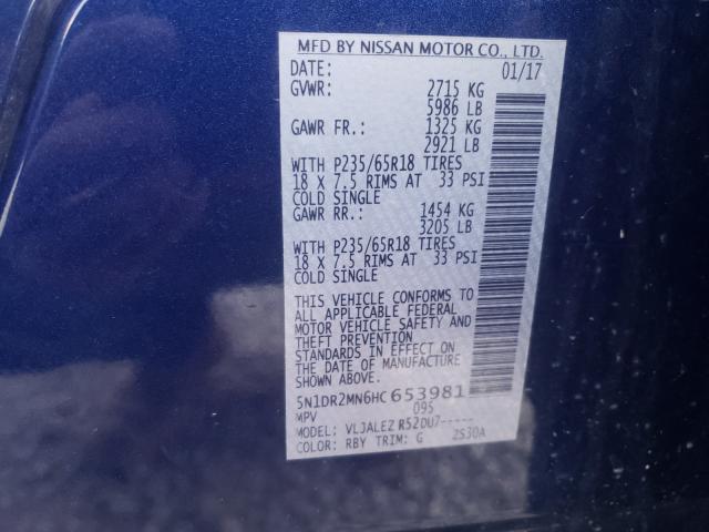 Photo 9 VIN: 5N1DR2MN6HC653981 - NISSAN PATHFINDER 