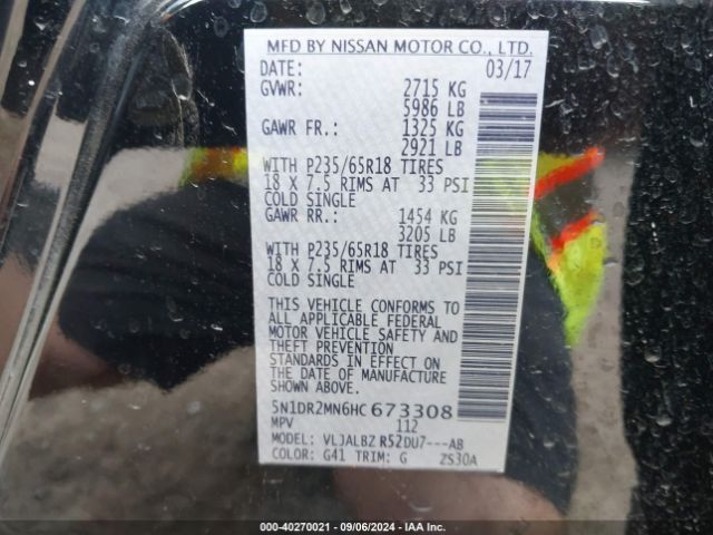 Photo 8 VIN: 5N1DR2MN6HC673308 - NISSAN PATHFINDER 