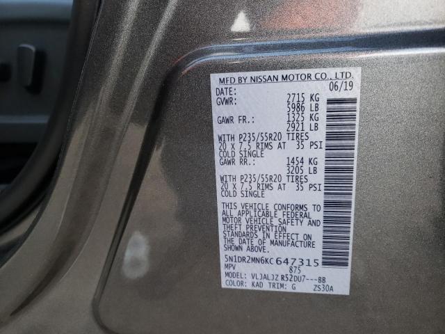 Photo 9 VIN: 5N1DR2MN6KC647315 - NISSAN PATHFINDER 