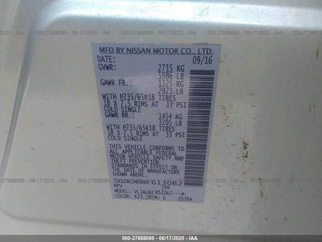 Photo 8 VIN: 5N1DR2MN8HC613062 - NISSAN PATHFINDER 