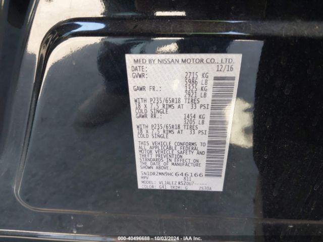 Photo 8 VIN: 5N1DR2MN9HC646166 - NISSAN PATHFINDER 