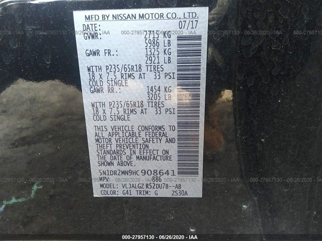 Photo 8 VIN: 5N1DR2MN9HC908641 - NISSAN PATHFINDER 