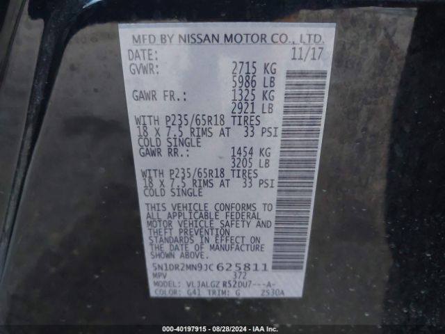 Photo 8 VIN: 5N1DR2MN9JC625811 - NISSAN PATHFINDER 