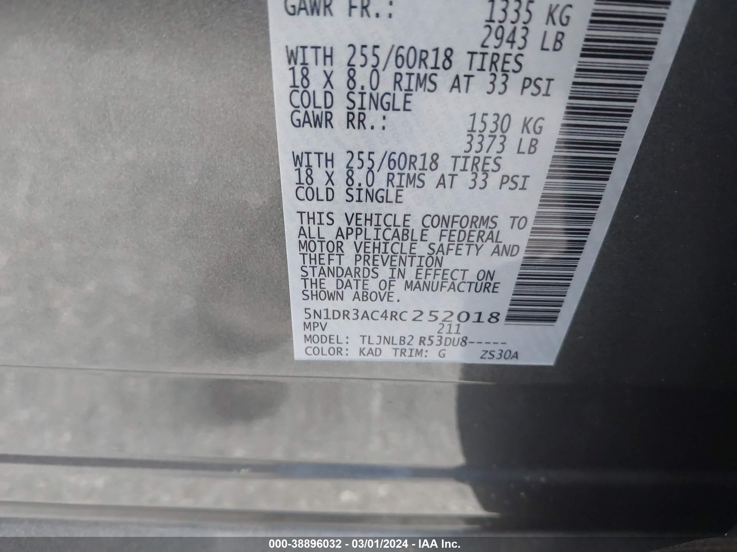 Photo 4 VIN: 5N1DR3AC4RC252018 - NISSAN PATHFINDER 