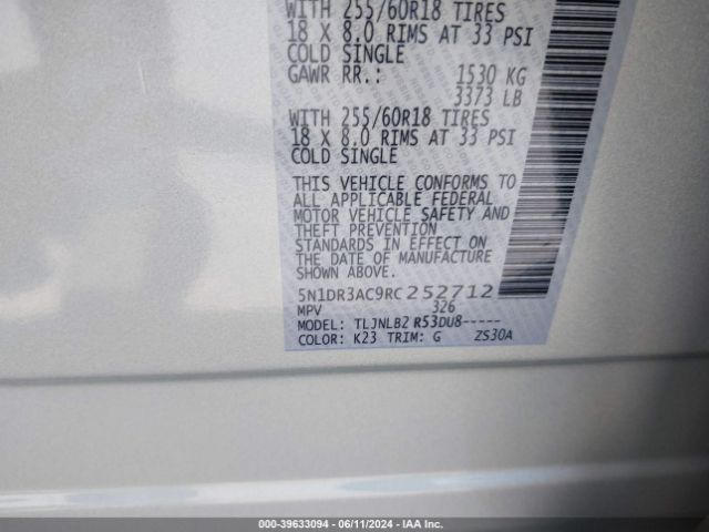 Photo 8 VIN: 5N1DR3AC9RC252712 - NISSAN PATHFINDER 