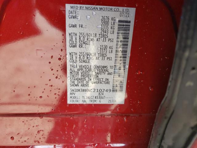 Photo 12 VIN: 5N1DR3BB0NC210249 - NISSAN PATHFINDER 