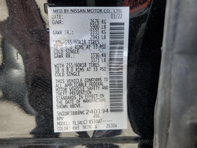 Photo 9 VIN: 5N1DR3BB8NC240194 - NISSAN PATHFINDER 