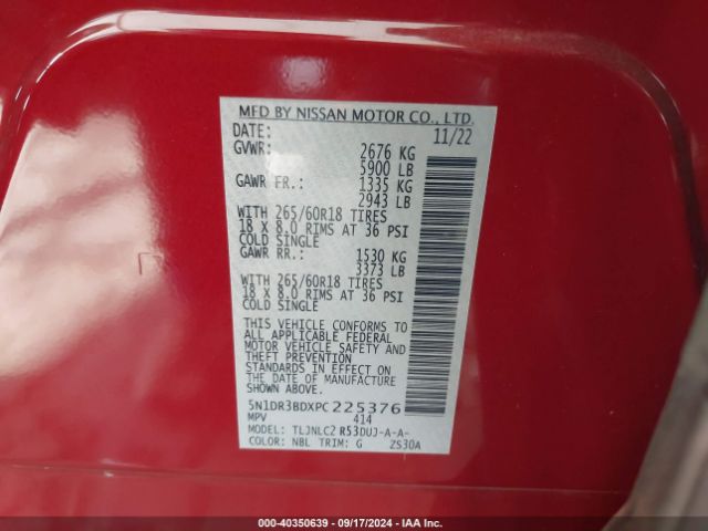 Photo 8 VIN: 5N1DR3BDXPC225376 - NISSAN PATHFINDER 