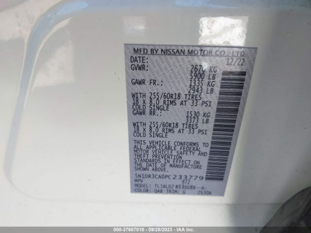 Photo 8 VIN: 5N1DR3CA0PC233779 - NISSAN PATHFINDER 