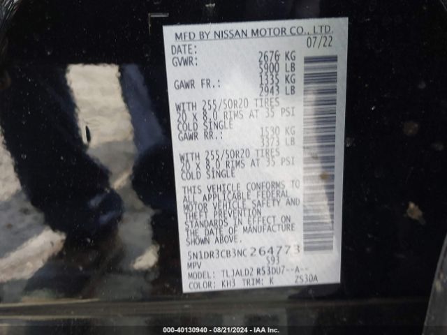 Photo 8 VIN: 5N1DR3CB3NC264773 - NISSAN PATHFINDER 