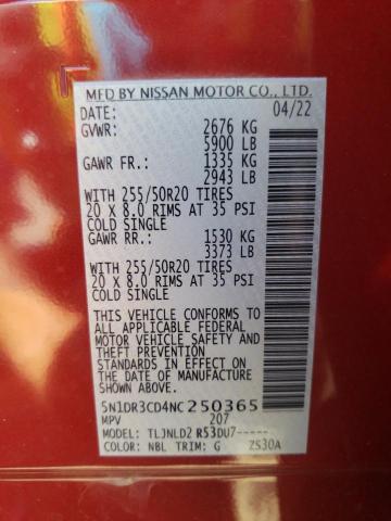 Photo 9 VIN: 5N1DR3CD4NC250365 - NISSAN PATHFINDER 