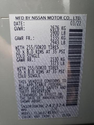 Photo 12 VIN: 5N1DR3DH3NC242324 - NISSAN PATHFINDER 