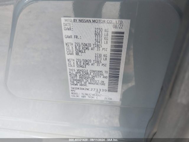 Photo 8 VIN: 5N1DR3DK2NC271339 - NISSAN PATHFINDER 