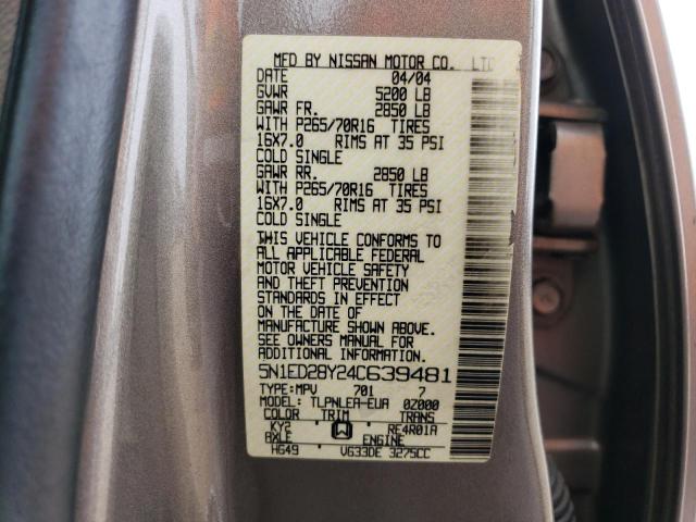 Photo 12 VIN: 5N1ED28Y24C639481 - NISSAN XTERRA XE 