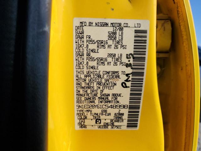 Photo 11 VIN: 5N1ED28Y61C548998 - NISSAN XTERRA XE 