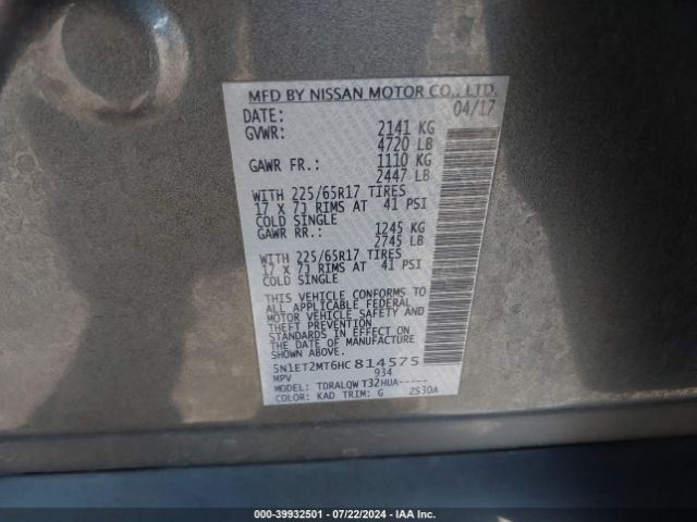 Photo 8 VIN: 5N1ET2MT6HC814575 - NISSAN ROGUE 