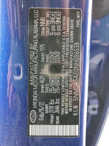 Photo 12 VIN: 5NMJA3AE0NH096538 - HYUNDAI TUCSON SE 