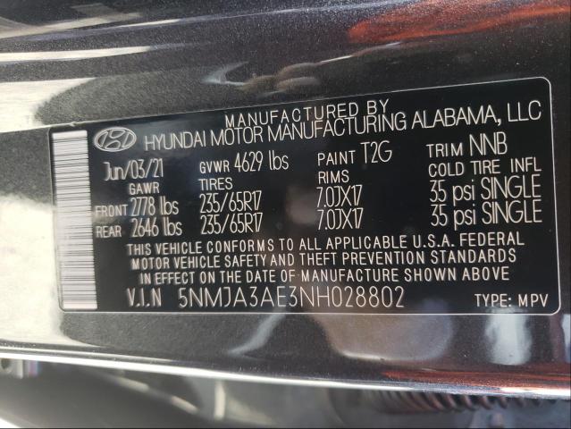 Photo 9 VIN: 5NMJA3AE3NH028802 - HYUNDAI TUCSON SE 