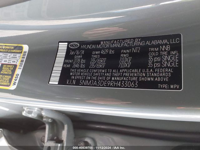 Photo 8 VIN: 5NMJA3DE9RH433063 - HYUNDAI TUCSON 