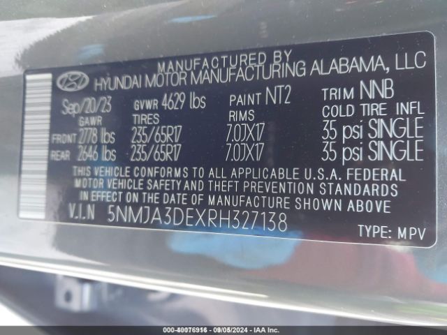 Photo 8 VIN: 5NMJA3DEXRH327138 - HYUNDAI TUCSON 