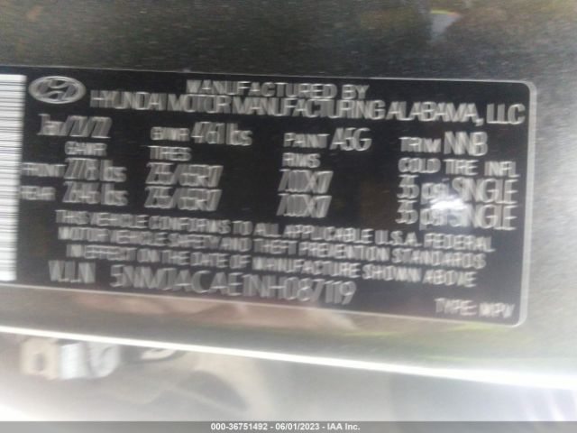 Photo 8 VIN: 5NMJACAE1NH087119 - HYUNDAI TUCSON 