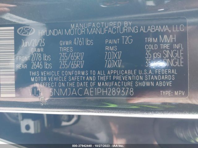 Photo 8 VIN: 5NMJACAE1PH289378 - HYUNDAI TUCSON 