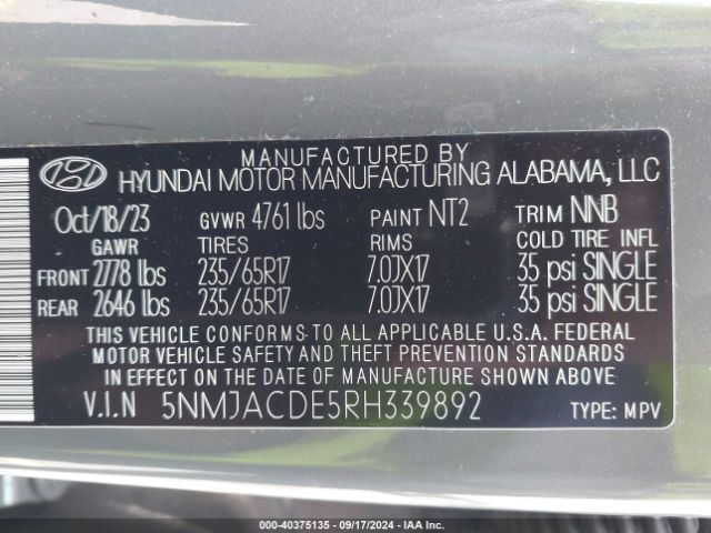 Photo 8 VIN: 5NMJACDE5RH339892 - HYUNDAI TUCSON 