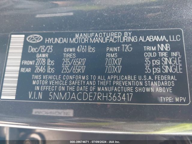 Photo 8 VIN: 5NMJACDE7RH363417 - HYUNDAI TUCSON 