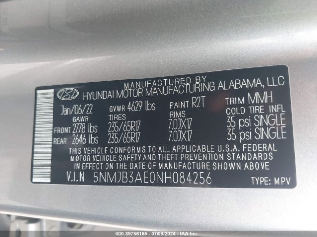 Photo 8 VIN: 5NMJB3AE0NH084256 - HYUNDAI TUCSON 