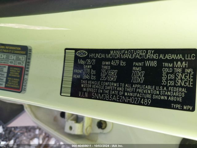 Photo 8 VIN: 5NMJB3AE2NH027489 - HYUNDAI TUCSON 