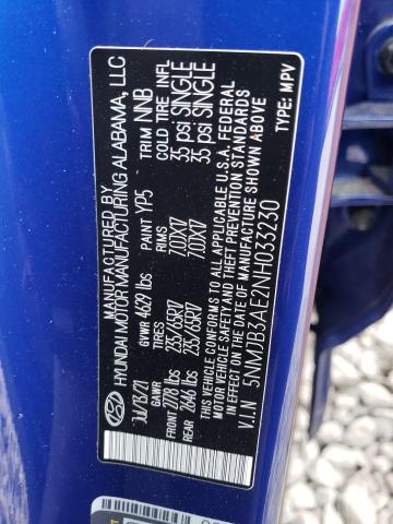 Photo 11 VIN: 5NMJB3AE2NH033230 - HYUNDAI TUCSON 