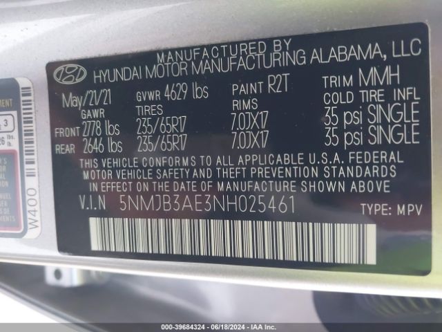 Photo 8 VIN: 5NMJB3AE3NH025461 - HYUNDAI TUCSON 